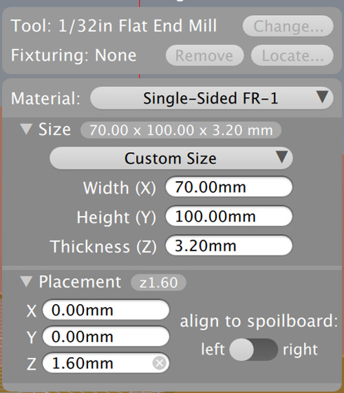 Bantam tools settings for milling the part out of FR1