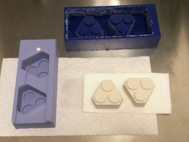 Two pieces extracted from the mold